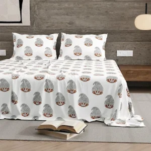 White Block Cotton Bedsheet 100x108